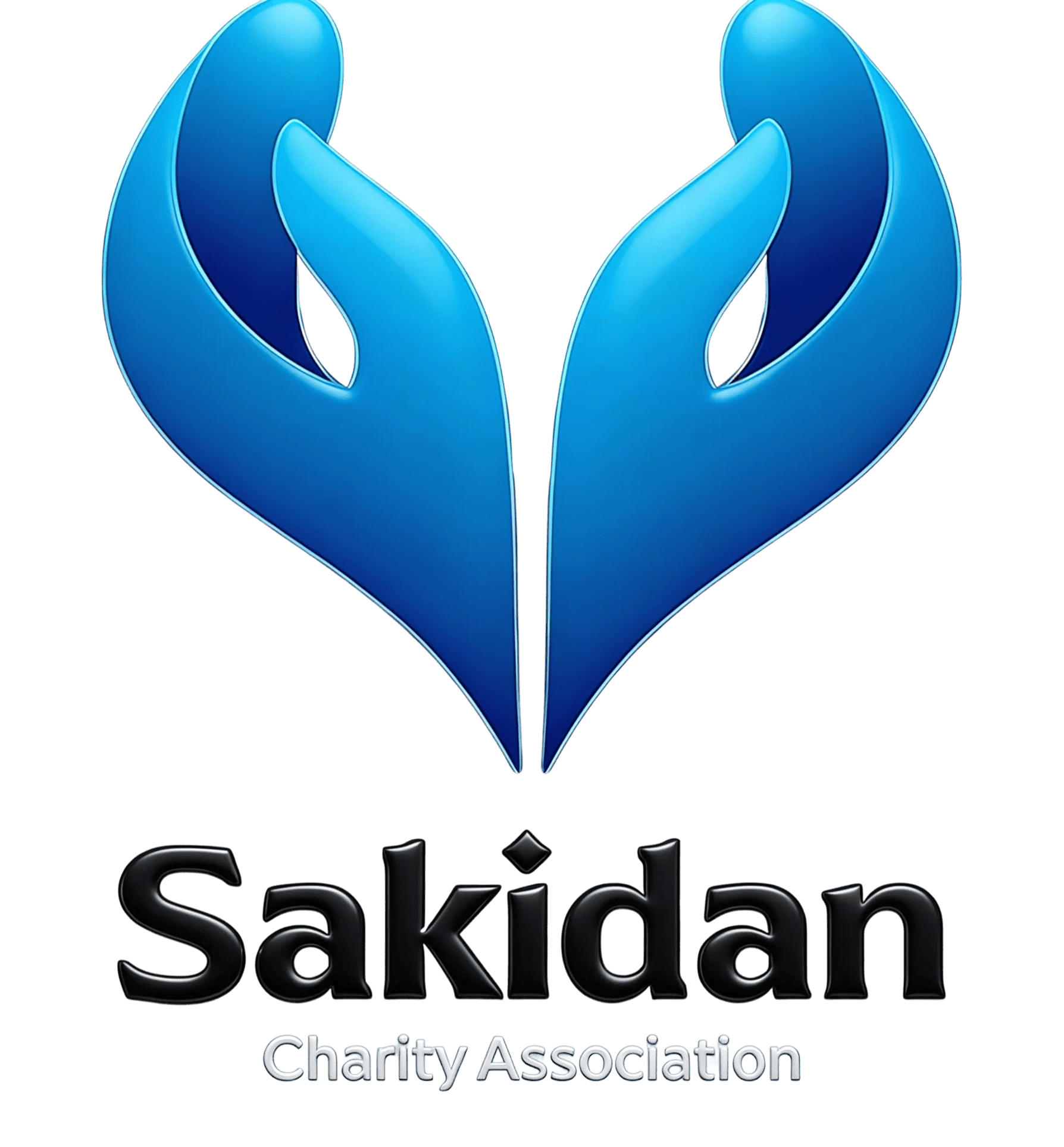 Sakidan Charity Association logo with blue hands forming a heart shape.