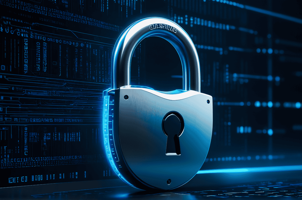 Secure digital lock symbolizing cybersecurity and data protection.